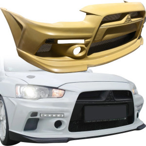 FRP HL Wide Body Front Bumper > Mitsubishi Lancer 2010-2015 - image 1