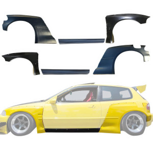 VSaero FRP TKYO Wide Body Fenders w Sides Kit for Honda Civic EG 1992-1995 > 3dr Hatchback - image 1 VSaero FRP TKYO Wide Body Fenders w Sides Kit for Honda Civic EG 1992-1995 > 3dr Hatchback - image 1