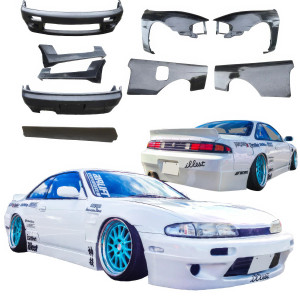 FRP TKYO v1 Wide Body Kit w Wing 9pc > Nissan 240SX (S14) 1995-1996 - image 1