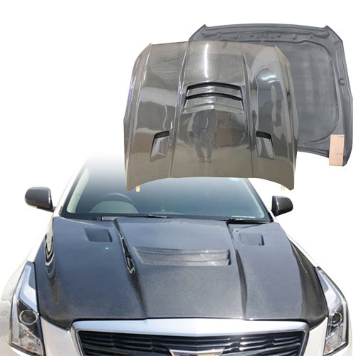 ModeloDrive Carbon Fiber ACON Vented Hood > Cadillac ATS 2012-2019 - image 1