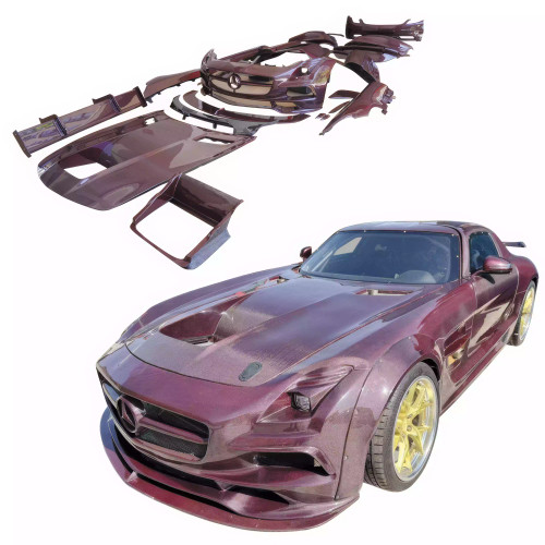 ModeloDrive Carbon Fiber BLK-GT Wide Body Kit w Wing > Mercedes-Benz SLS AMG (R197) 2011-2014 - image 1