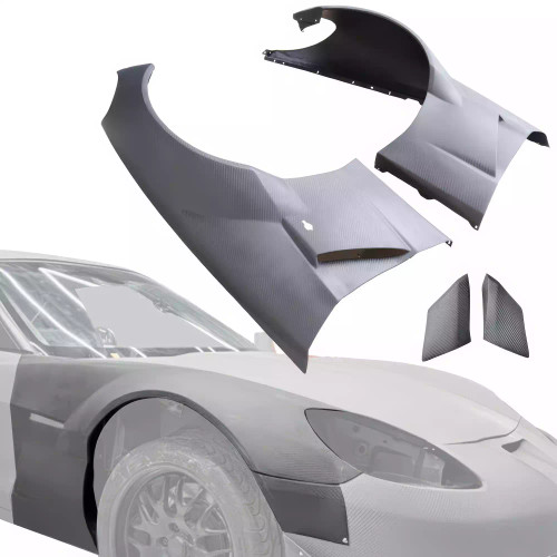 ModeloDrive Carbon Fiber GT3-XL Wide Body Fenders (front) 4pc > Chevrolet Corvette C6 2005-2013 - image 1