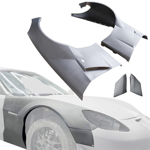 ModeloDrive Carbon Fiber GT3-XL Wide Body Fenders (front) 4pc > Chevrolet Corvette C6 2005-2013