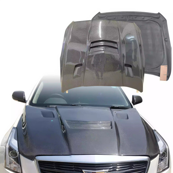 ModeloDrive Carbon Fiber ACON Vented Hood > Cadillac ATS 2012-2019 - image 1