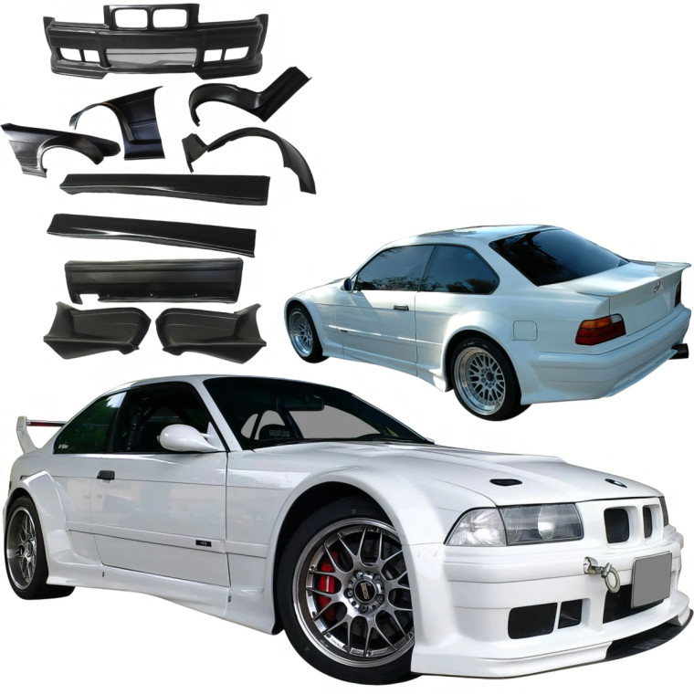 VSaero FRP RIEG DTM Wide Body Kit 8pc for BMW 3-Series 325i 328i E36 ...