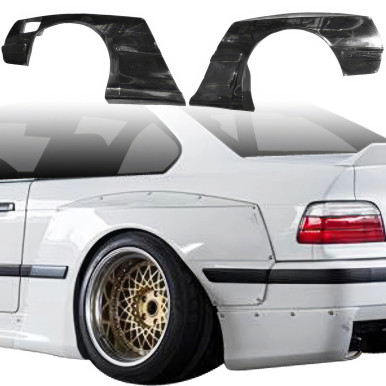 VSaero FRP TKYO Wide Body Fender Flares (rear) 2pc 70mm for BMW 318i 325i (E36)