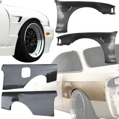 VSaero FRP TKYO v1 Wide Body Fender Set 4pc 30/30mm for Nissan 240SX (S14) 1995-