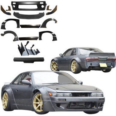 VSaero FRP TKYO v2 Wide Body Kit w Wing 11pc for Nissan Silvia (S13) 1989-1994 >