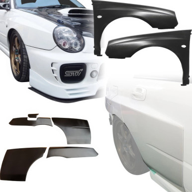 VSaero FRP LSPO WRC Wide Body Fenders 7pc for Subaru Impreza WRX 2002-2003 > 4dr