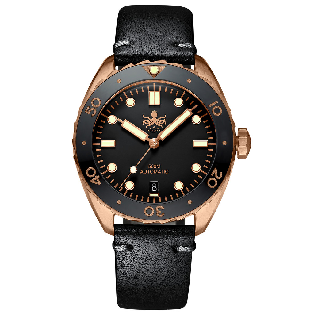 PHOIBOS EAGLE RAY BRONZE PY018D 500M Automatic Diver Watch Black