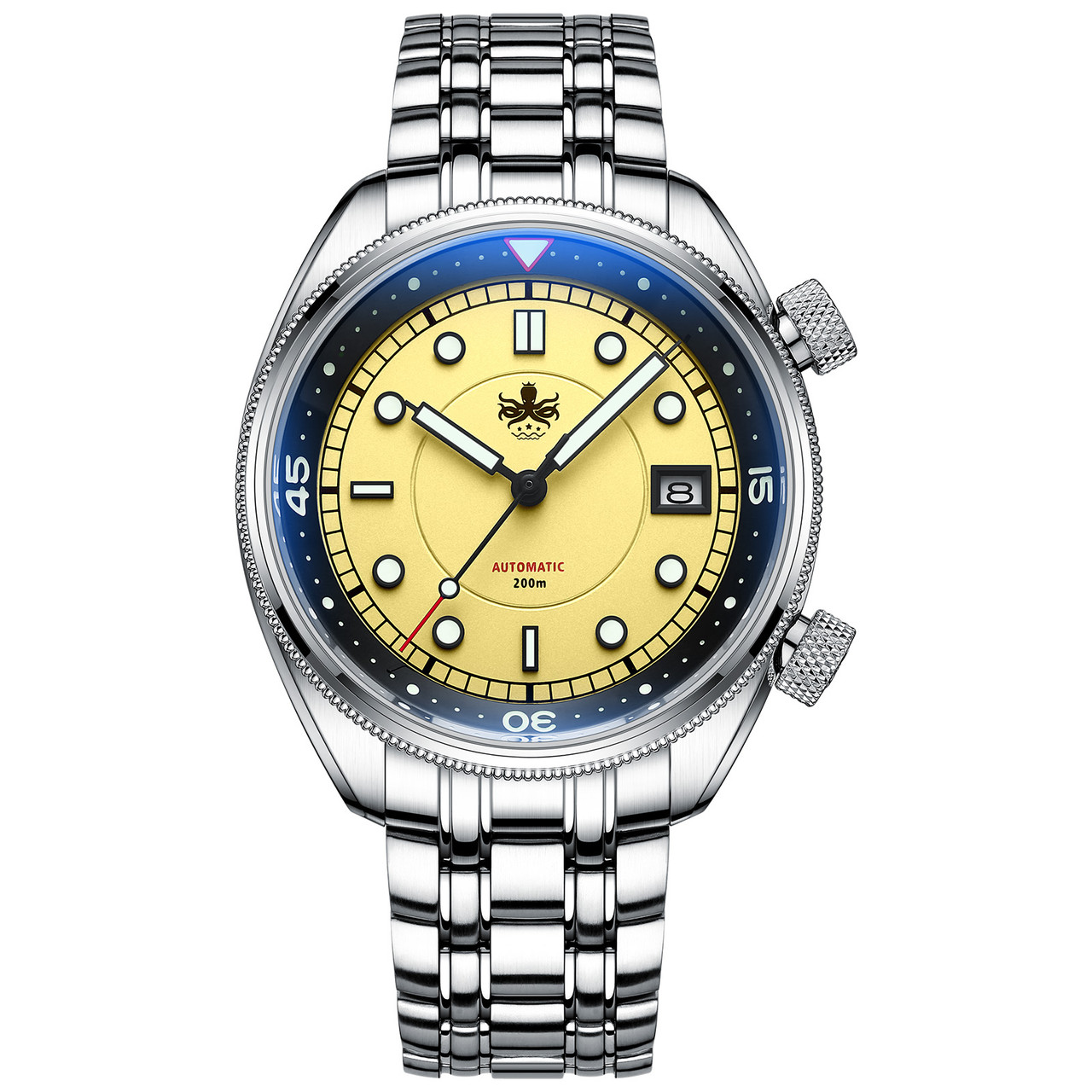 PHOIBOS EAGLE RAY 200M Automatic Compressor Dive Watch PY048F Pastel Yellow