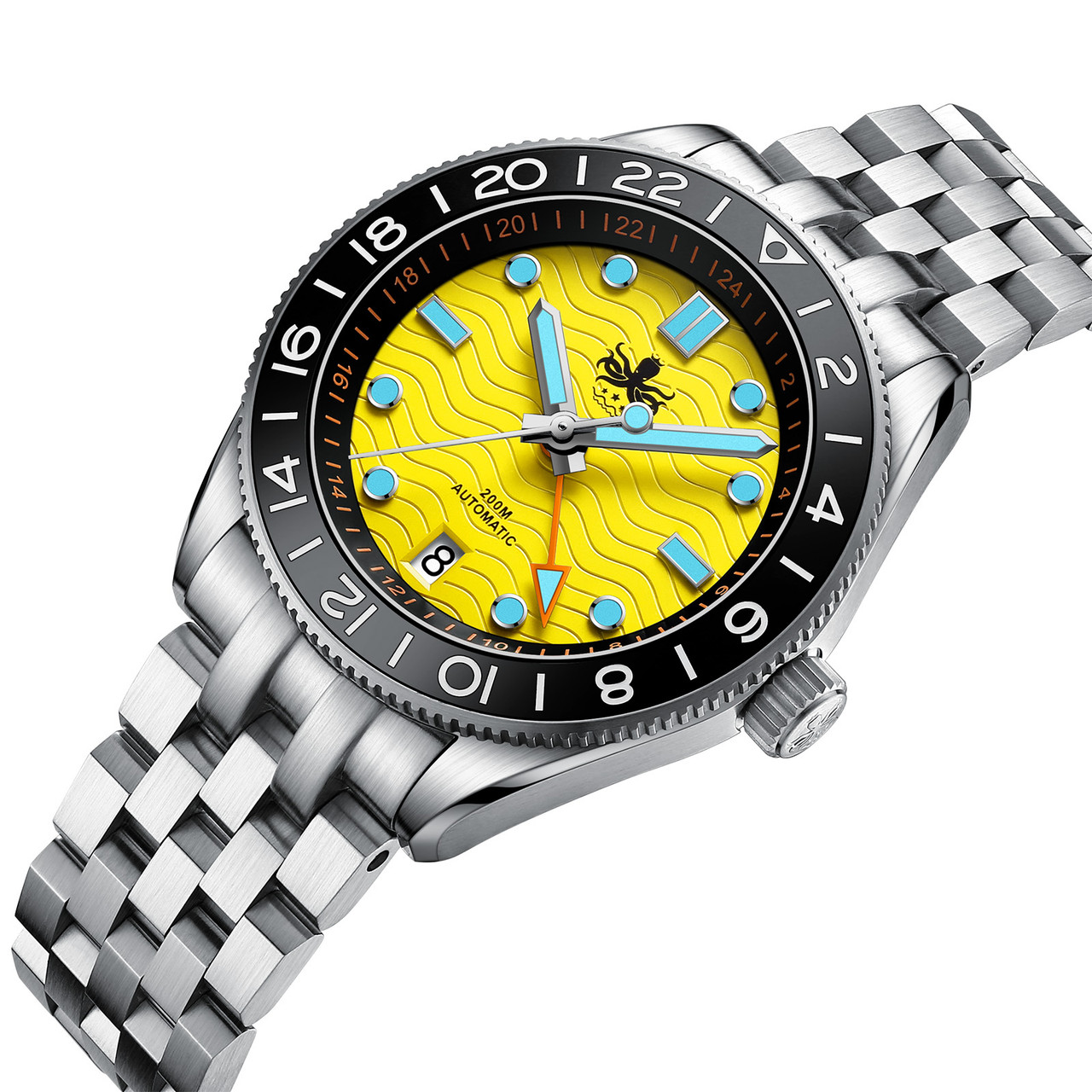 PHOIBOS WAVE MASTER GMT 200M Automatic Diver Watch PY049F Yellow