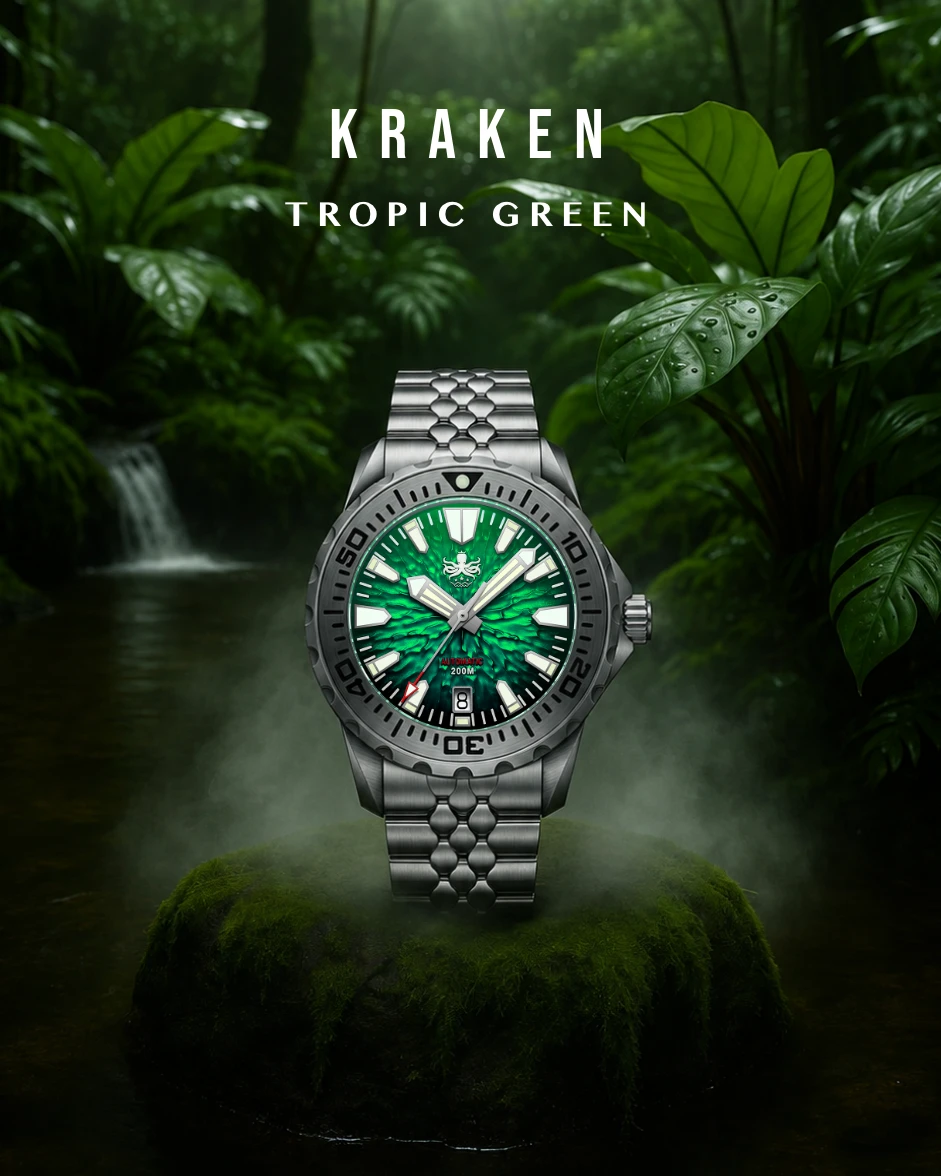 PHOIBOS KRAKEN 200M Automatic Diver Watch PY059A Tropic Green