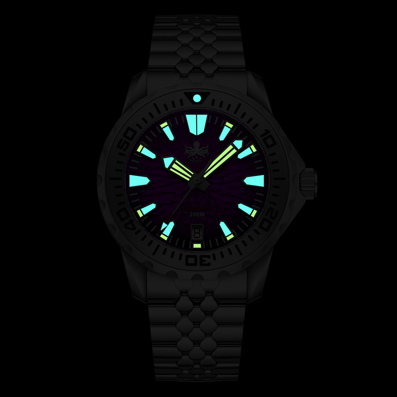 PHOIBOS KRAKEN 200M Automatic Diver Watch PY059H Midnight Purple