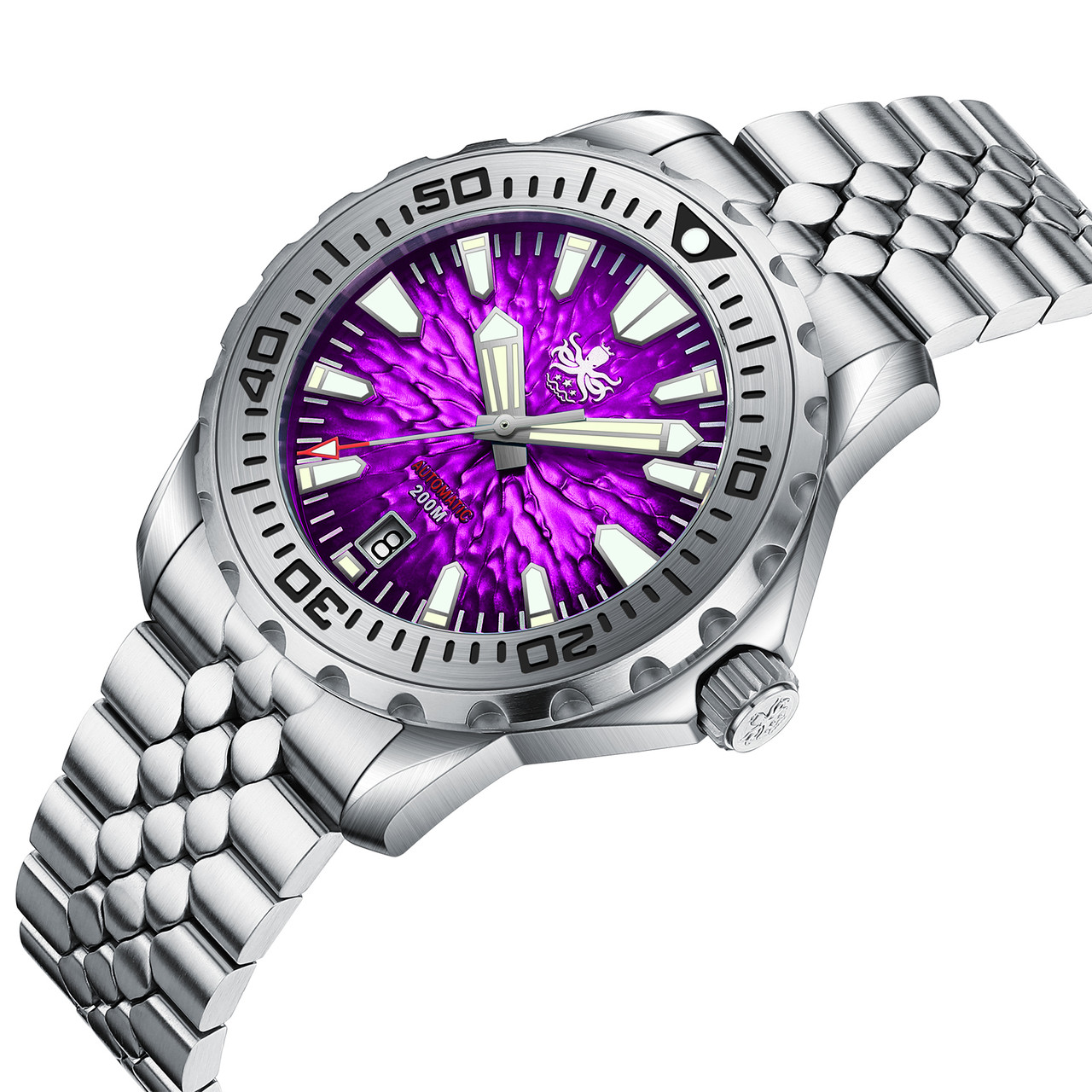 PHOIBOS KRAKEN 200M Automatic Diver Watch PY059H Midnight Purple