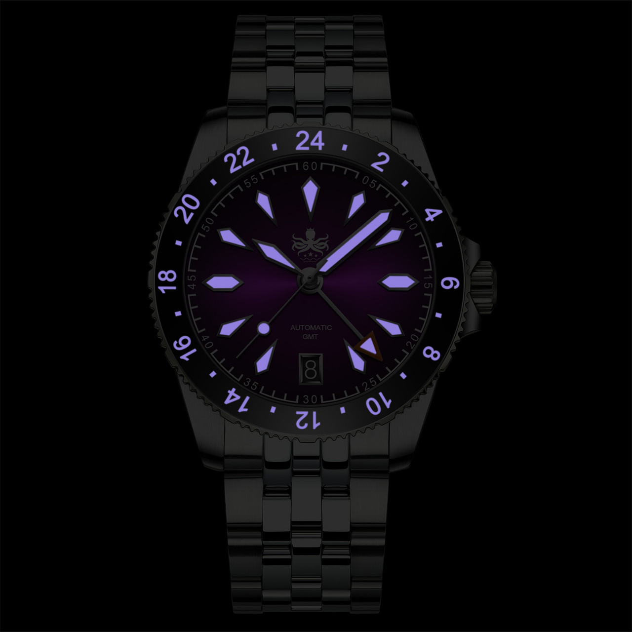 PHOIBOS Voyager GMT 100M Automatic Diver Watch PY058H Royal Purple