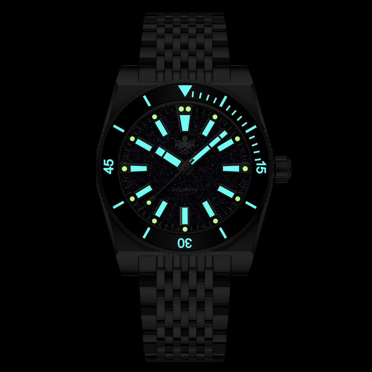 PHOIBOS Narwhal 200M Automatic Diver Watch PY061B Dark Blue Aventurine