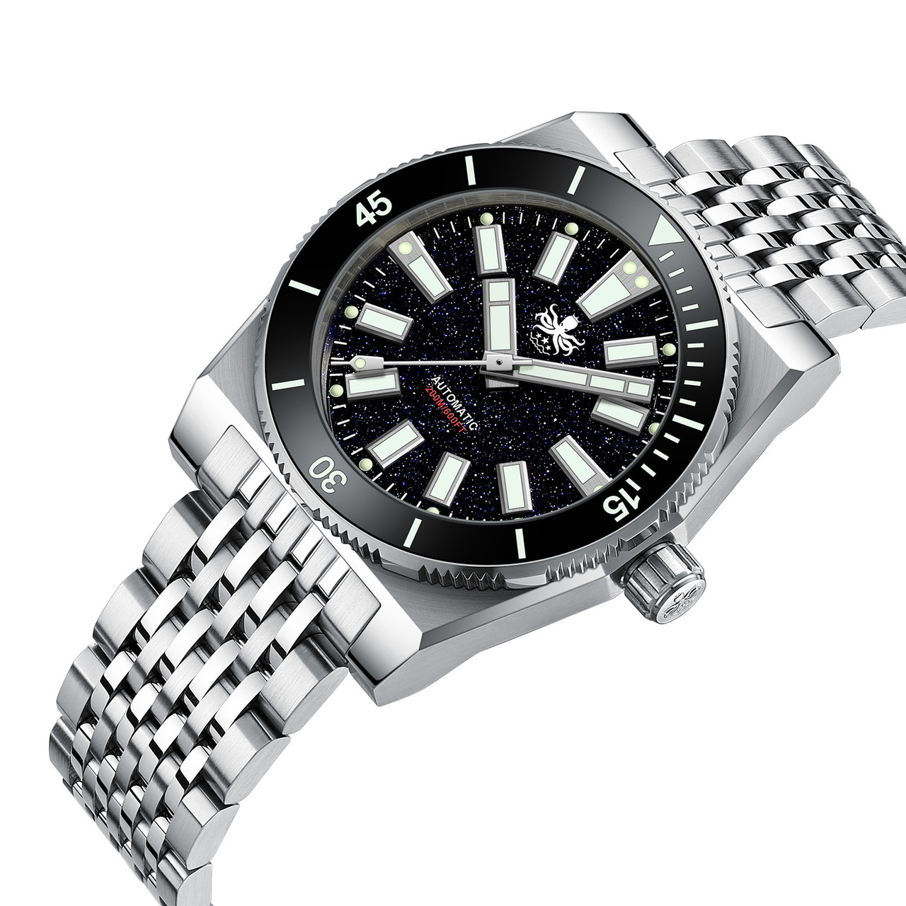 PHOIBOS Narwhal 200M Automatic Diver Watch PY061B Dark Blue Aventurine