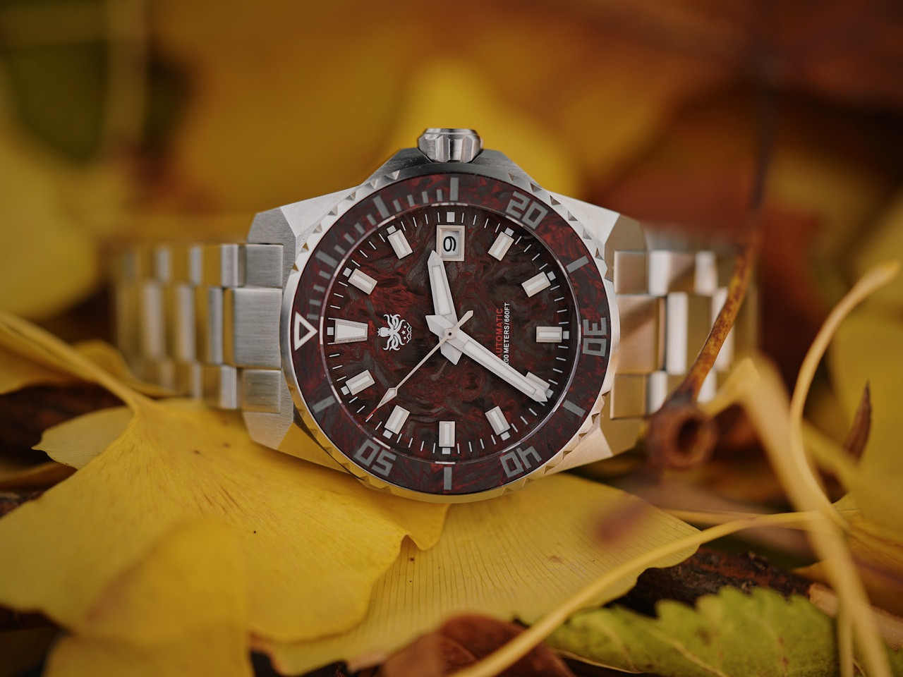 PHOIBOS LEVIATHAN 200M Automatic Diver Watch PY062D Red Forged
