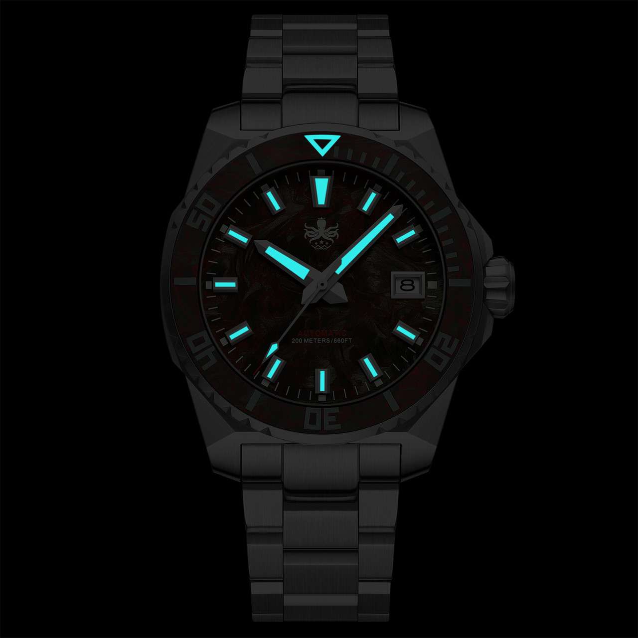 ホビオ　 Phoibos Leviathan 40mm Dive Watch with Blue Forged Carbon Fiber