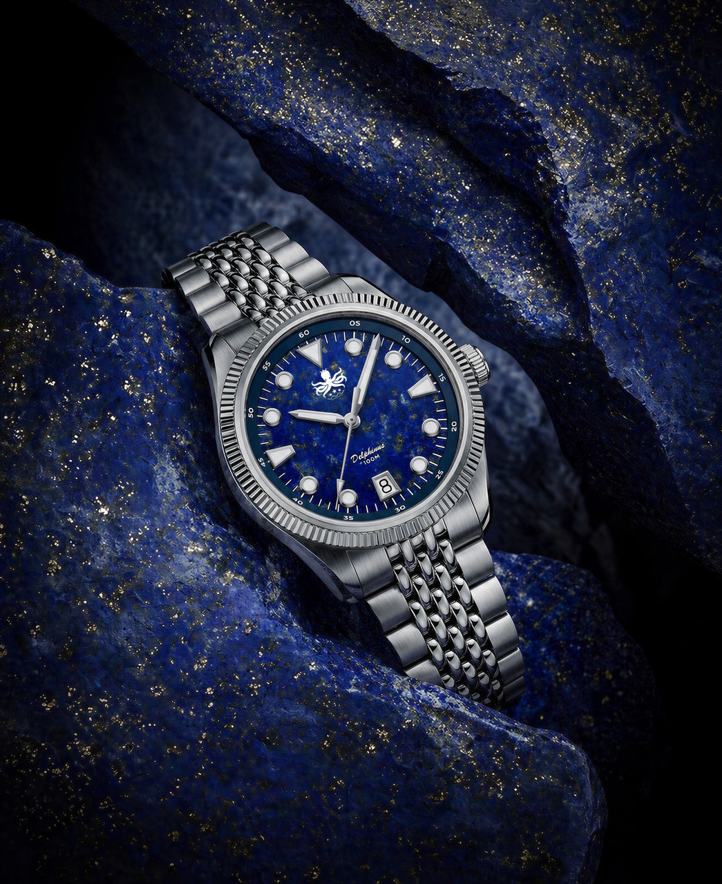 PHOIBOS Delphinus 100M Automatic Watch PY066B Lapis Lazuli