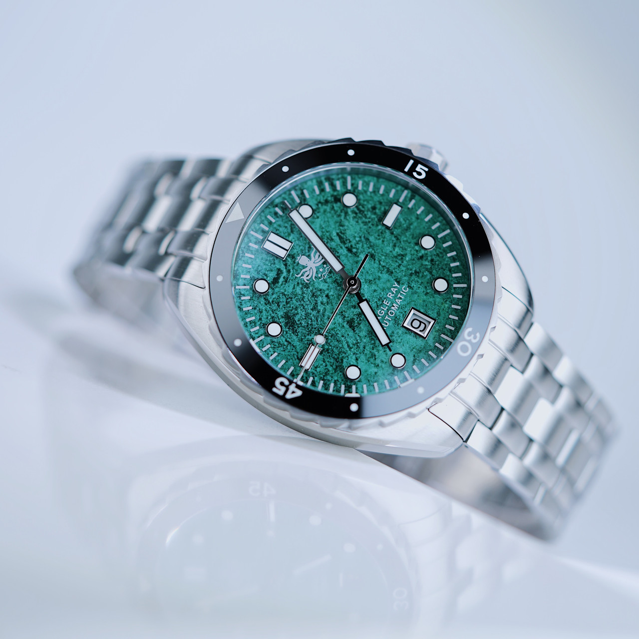 PHOIBOS EAGLE RAY 200M Automatic Diver Watch PY065AD Green Jade Date