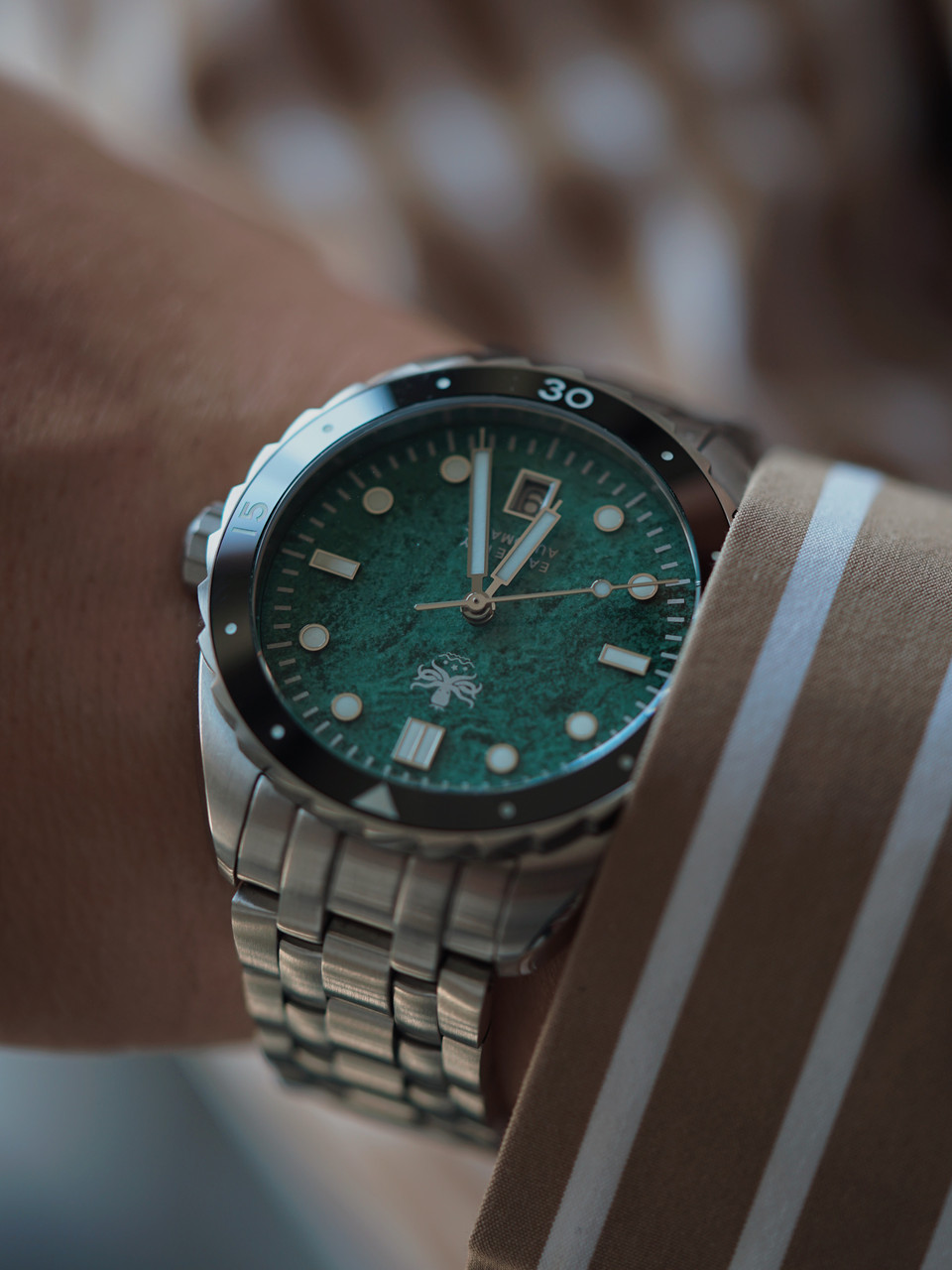 PHOIBOS EAGLE RAY 200M Automatic Diver Watch PY065AD Green Jade Date