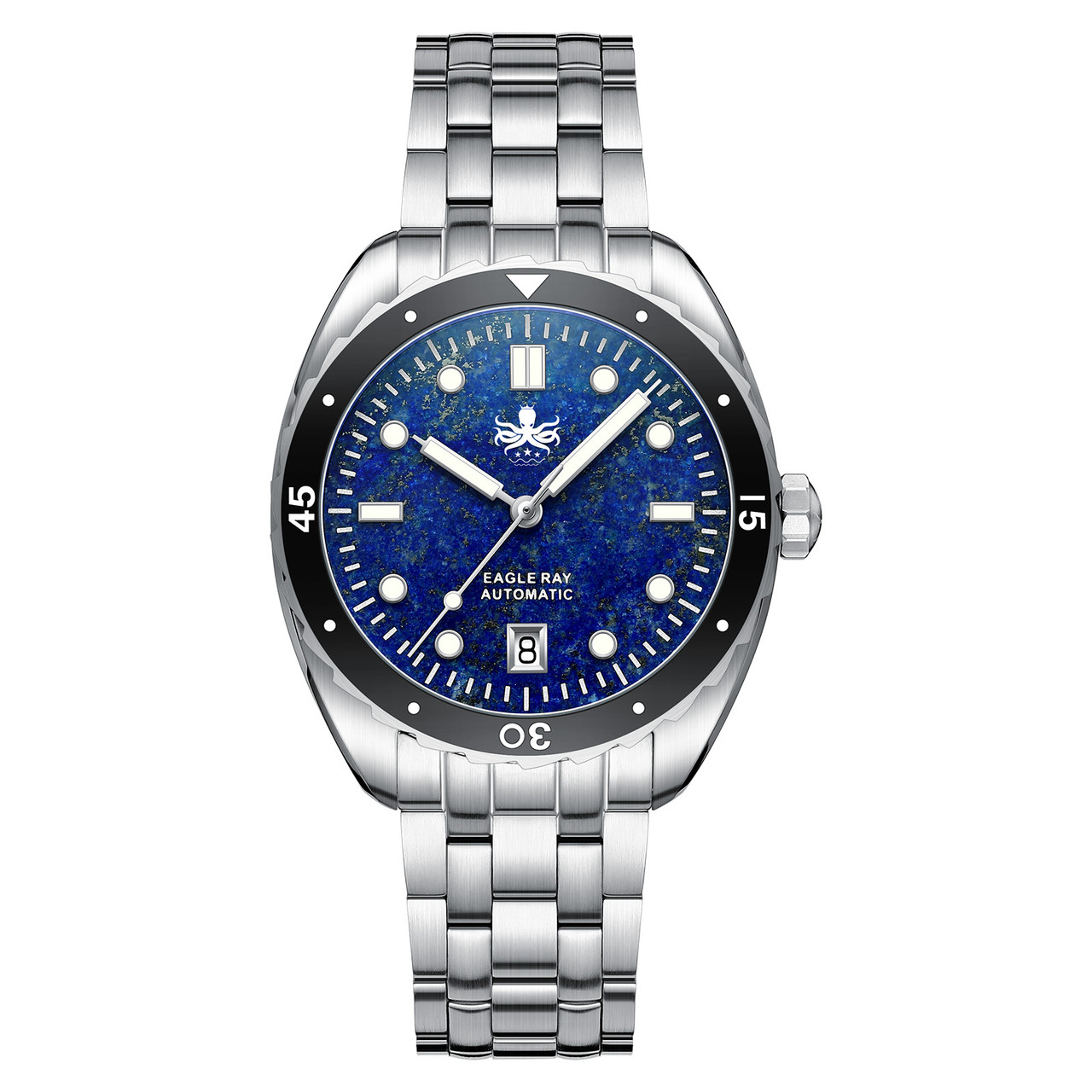 14kgfブルーオニキスフロスト PHOIBOS EAGLE RAY 200M Automatic Diver Watch PY065BD Lapis Lazuli Date