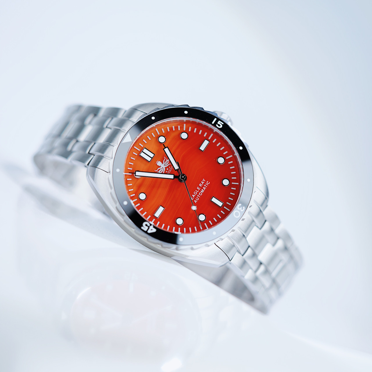 PHOIBOS EAGLE RAY 200M Automatic Diver Watch PY065FD Orange Agate Date