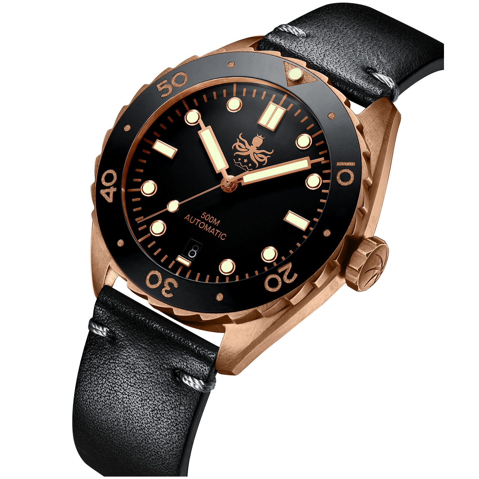 PHOIBOS EAGLE RAY BRONZE PY018D 500M Automatic Diver Watch Black