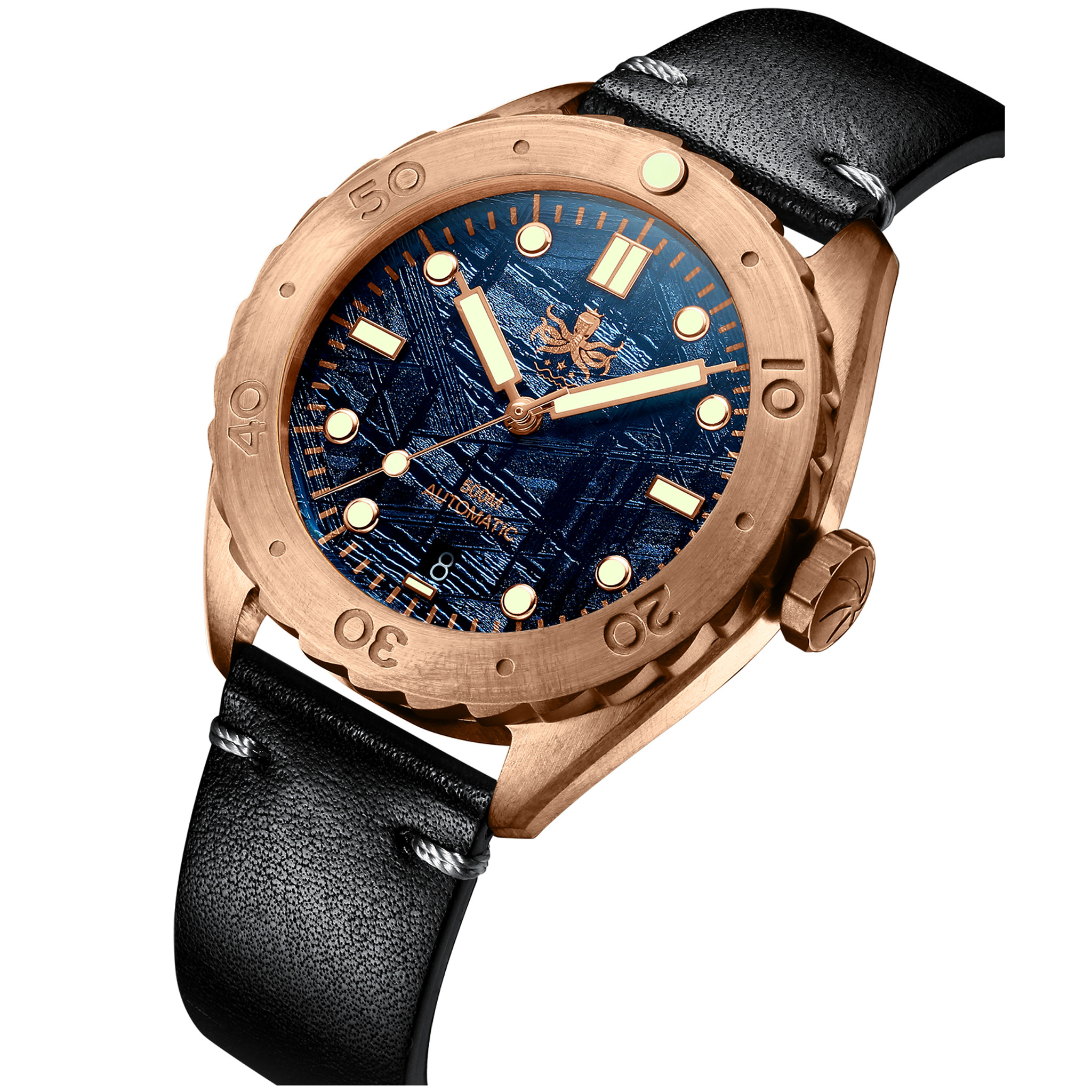 PHOIBOS EAGLE RAY BRONZE PY018E 500M Automatic Diver Watch Blue Meteroite