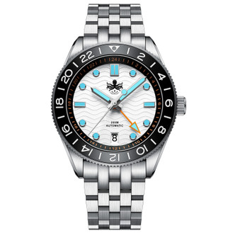 PHOIBOS WAVE MASTER GMT 200M Automatic Diver Watch PY049E Silver