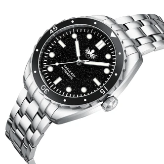 PHOIBOS EAGLE RAY 200M Automatic Diver Watch PY065CN Black Aventurine No Date
