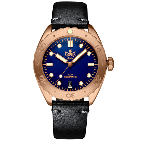 PHOIBOS EAGLE RAY BRONZE PY018B 500M Automatic Diver Watch Blue
