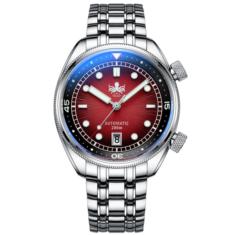 PHOIBOS EAGLE RAY 200M Automatic Compressor Dive Watch PY039E Sunray Red