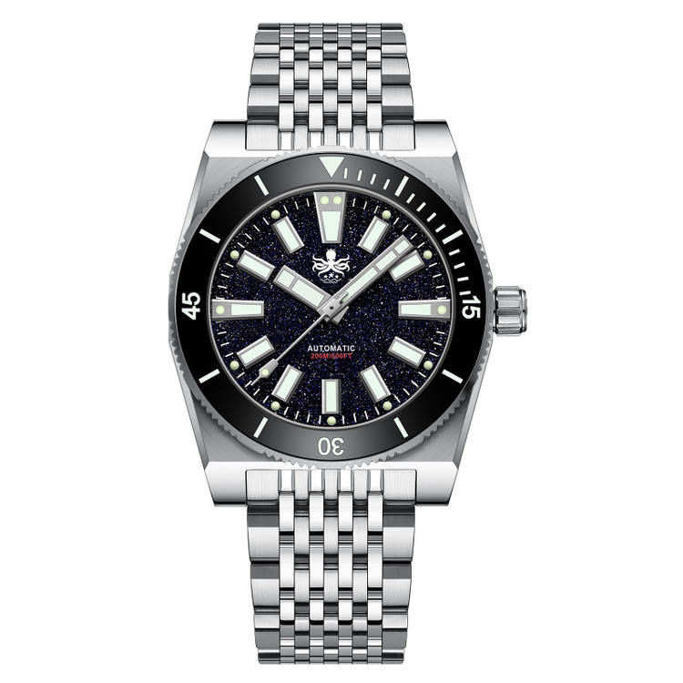 PHOIBOS Narwhal 200M Automatic Diver Watch PY061B Dark Blue Aventurine