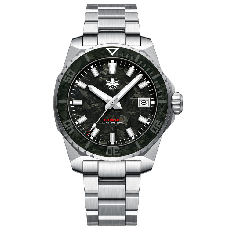 PHOIBOS LEVIATHAN 200M Automatic Diver Watch PY062C Black Lumed Forged Carbon Fiber