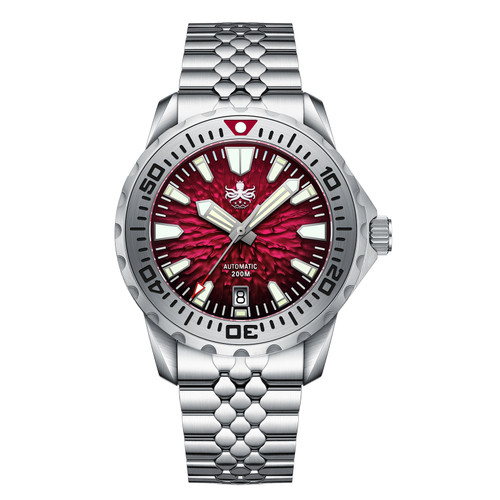 ブリンブリンウォッチ PHOIBOS KRAKEN 200M Automatic Diver Watch PY059E Lava Red