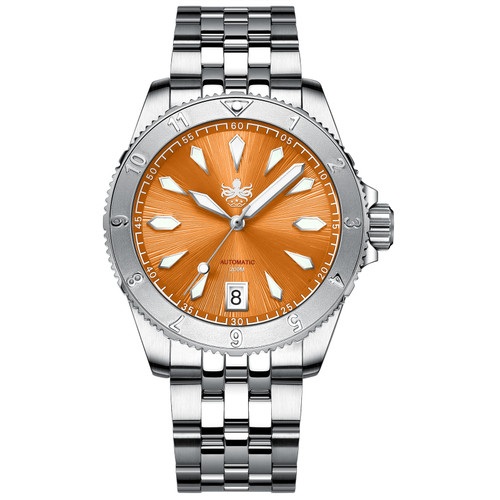 PHOIBOS Voyager 200M Automatic Diver Watch PY026G Sunray Orange