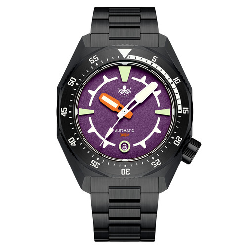 フロー　ヘリオス　サイズ28cm PHOIBOS Depth Hunter DLC 300M Automatic Diver Watch PY060HX Purple