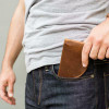 Front Pocket Wallet - Ballglove Leather in Dark Brown