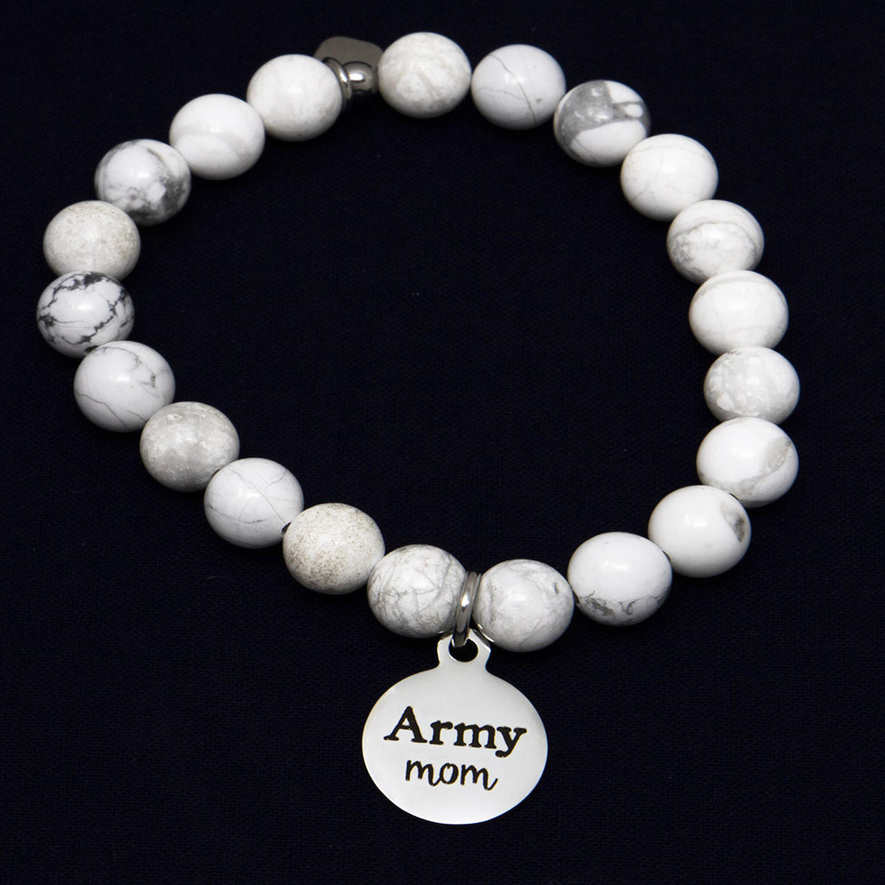 Military Mom Bracelet Genuine Magnesite Army