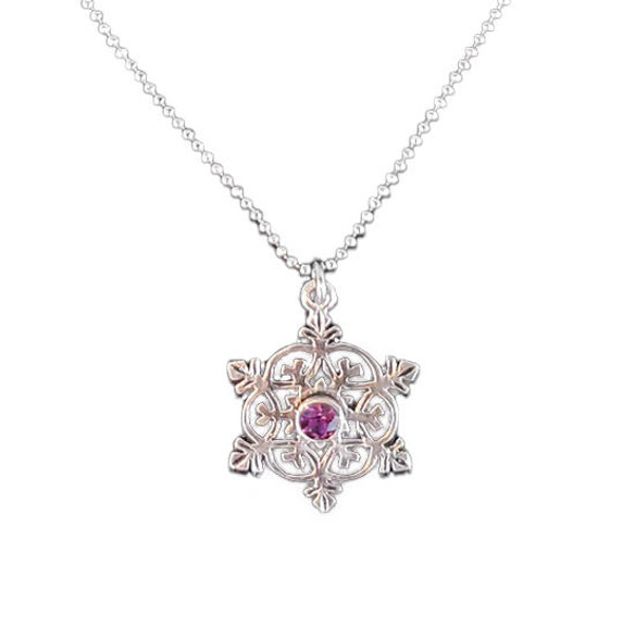 Amethyst Crystal Snowflake Necklace