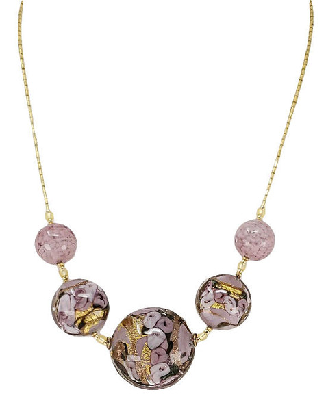 Purple Venetian Glass Necklace - 5 Beads