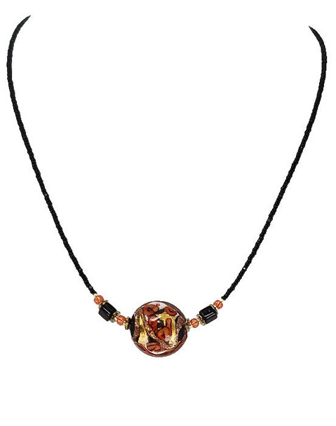 Black and Red Venetian Glass Necklace - 1 Bead