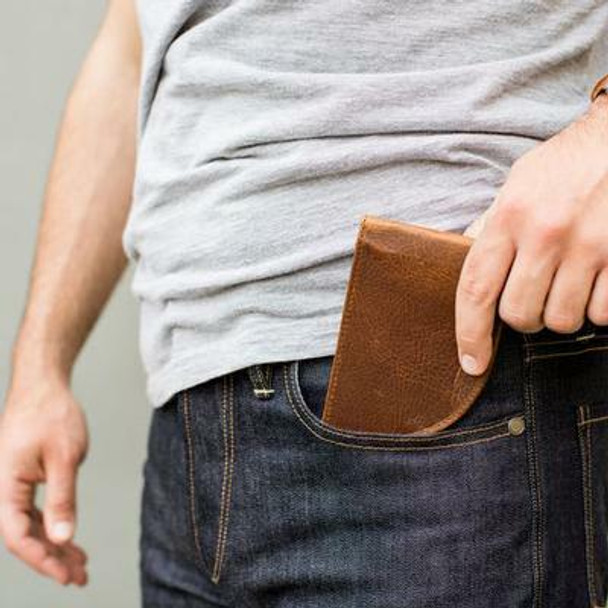 Front Pocket Wallet - Ballglove Leather in Dark Brown