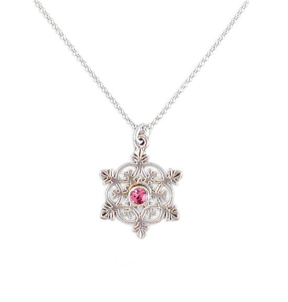 Rose Crystal Snowflake Necklace