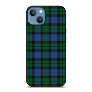 GREEN BLUE TARTAN PLAID PATTERN iPhone 13 Case Cover