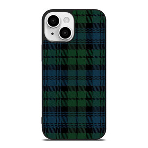 GREEN BLUE TARTAN PATTERN iPhone 13 Mini Case Cover