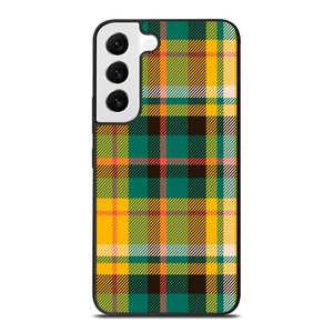 YELLOW GREEN TARTAN PATTERN Samsung Galaxy S22 Case Cover